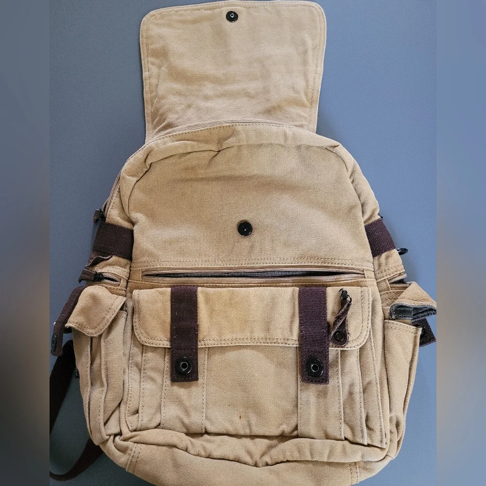 Fossil Vintage Canvas/Leather Backpack Brown